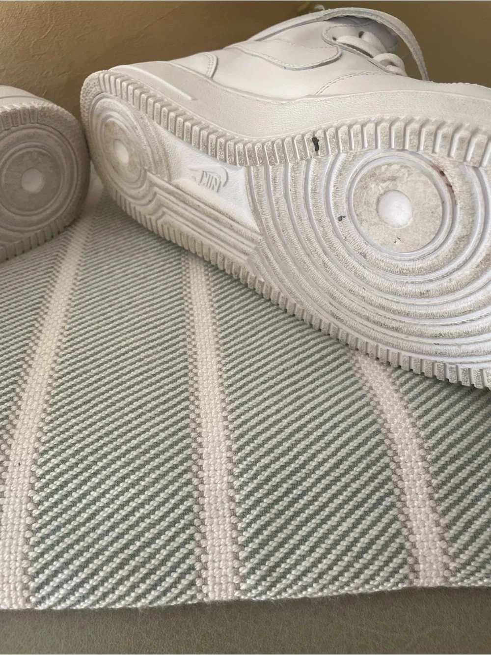 Nike Air Force 1 All-White High-Top Strap Sneakers
